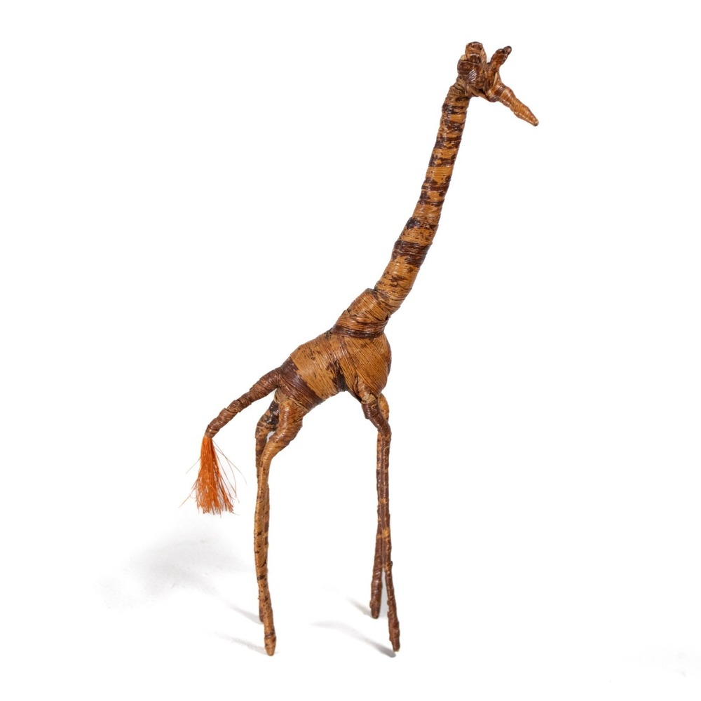 Handmade African Woven Raffia Giraffe Figurine – Folk Art Straw Animal Sculpture - Picture 3 of 13